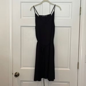 Elegant Black Midi Dress with Spaghetti Straps